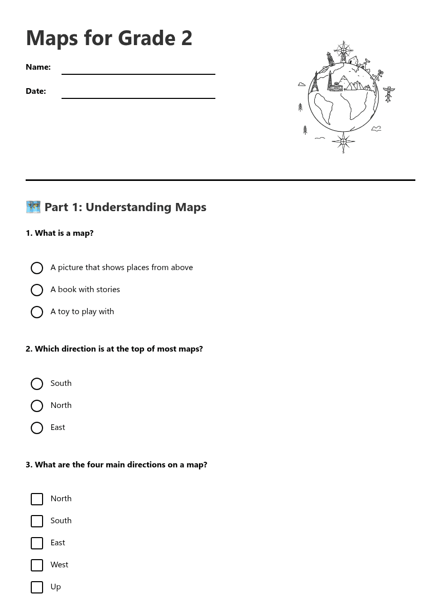 Maps for Grade 2 worksheet preview