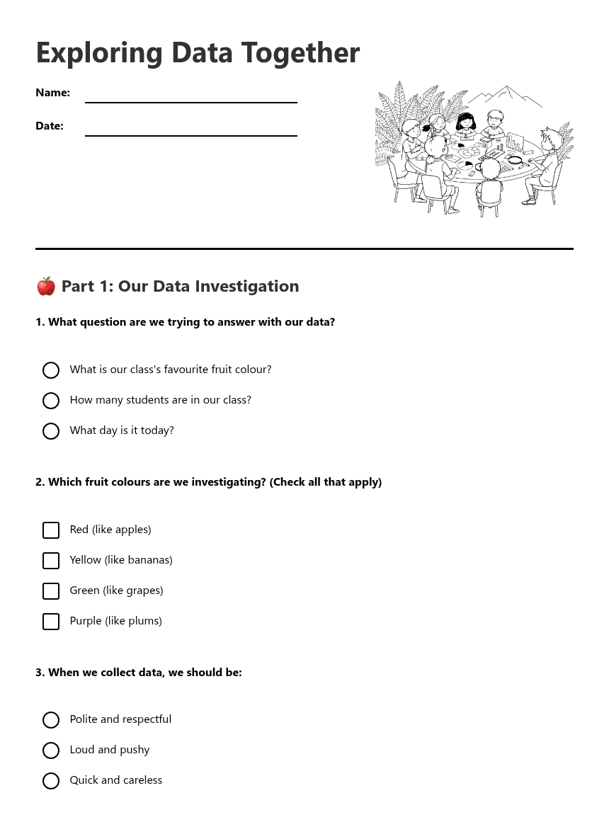 Exploring Data Together worksheet preview