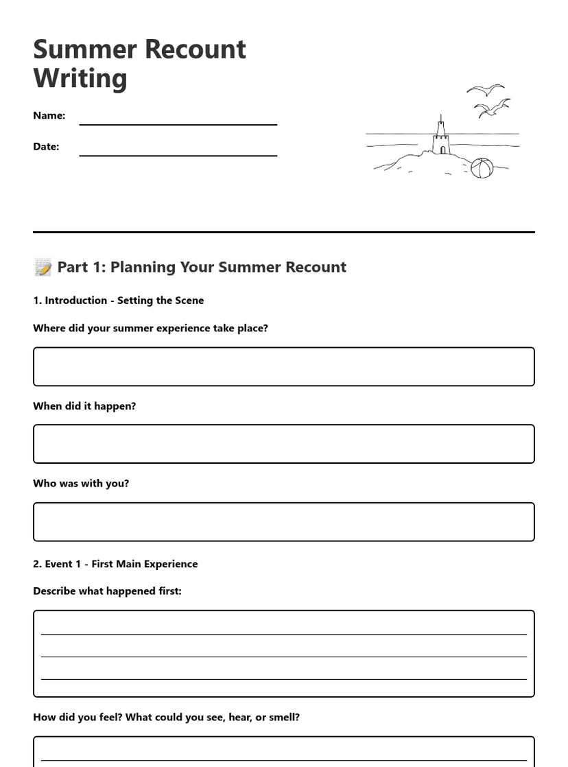 Summer Recount Writing