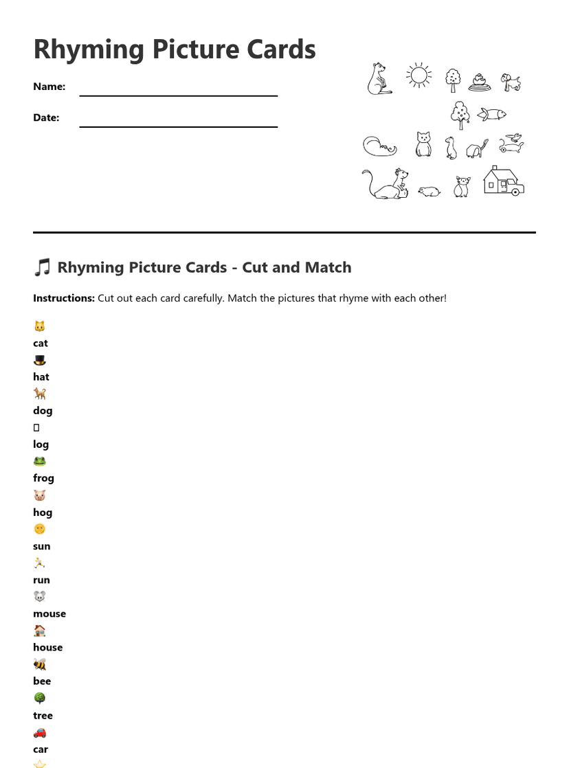 Rhyming Picture Cards