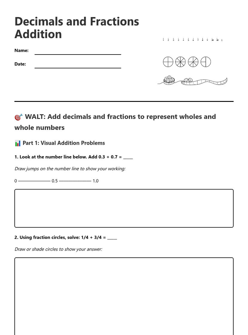 Decimals and Fractions Addition