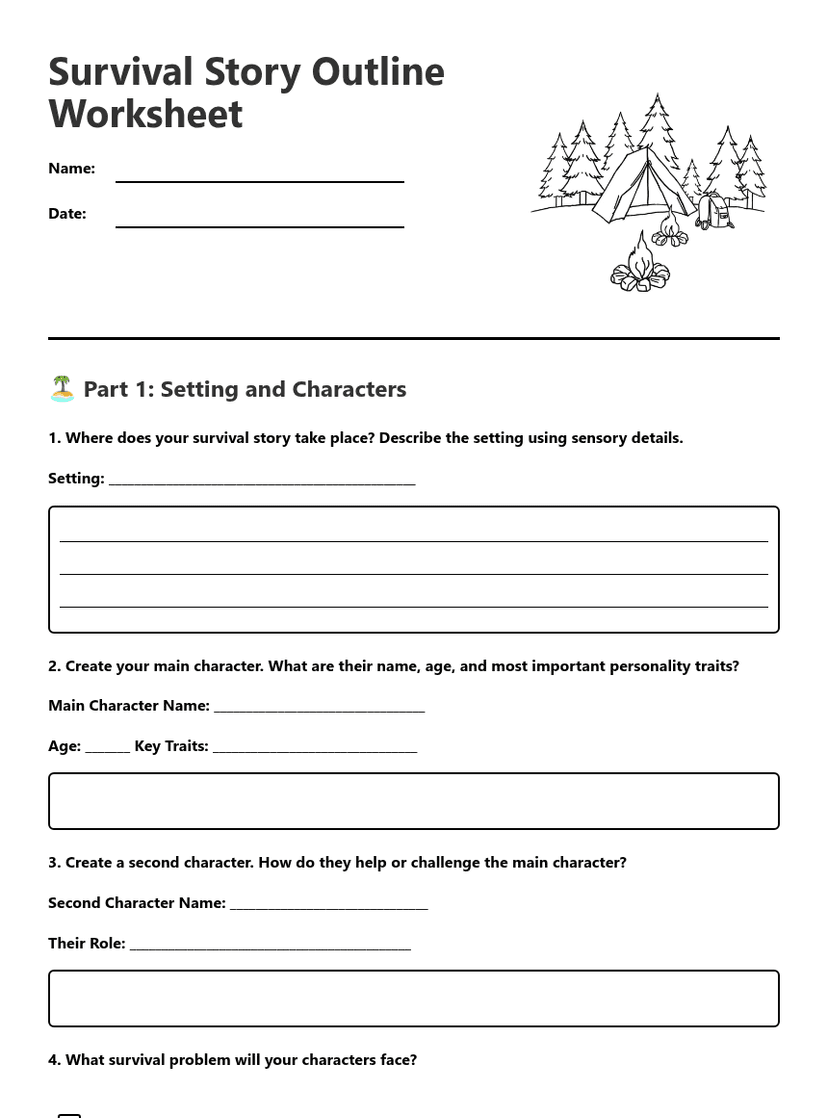 Survival Story Outline Worksheet