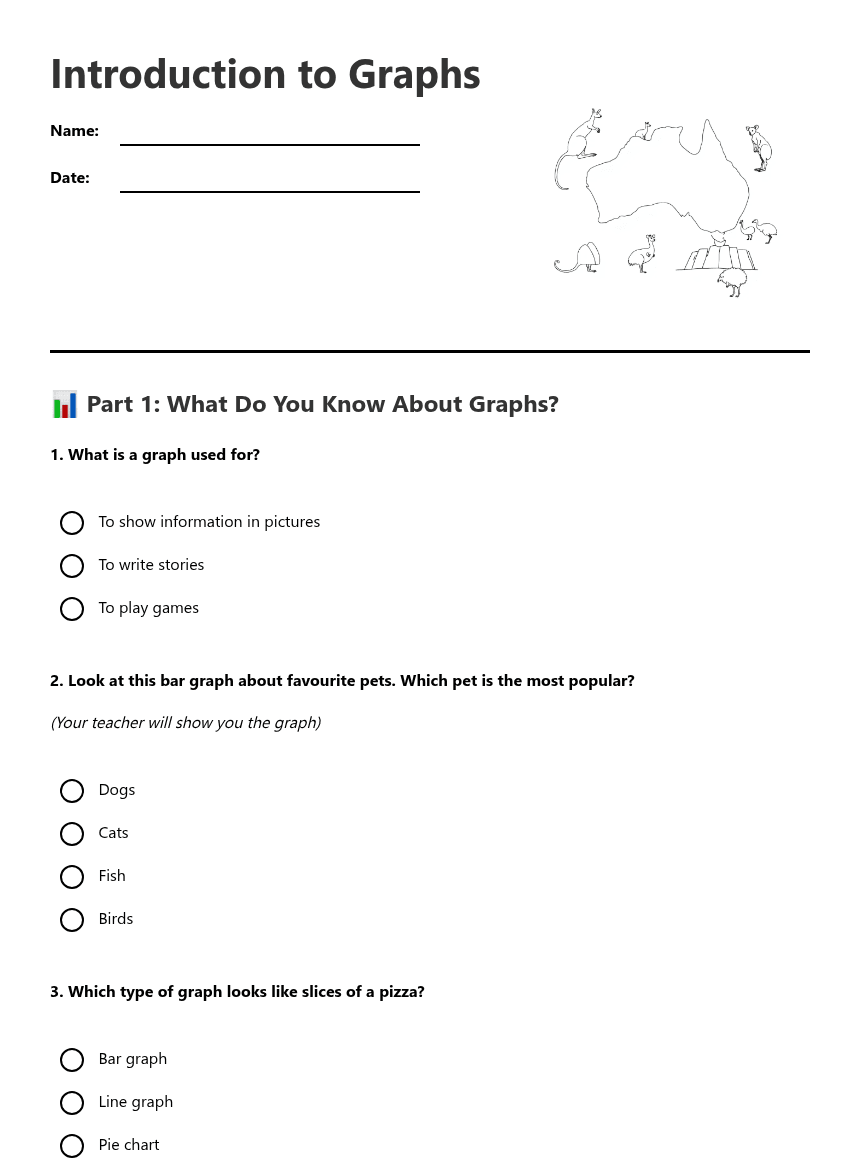 Introduction to Graphs worksheet preview
