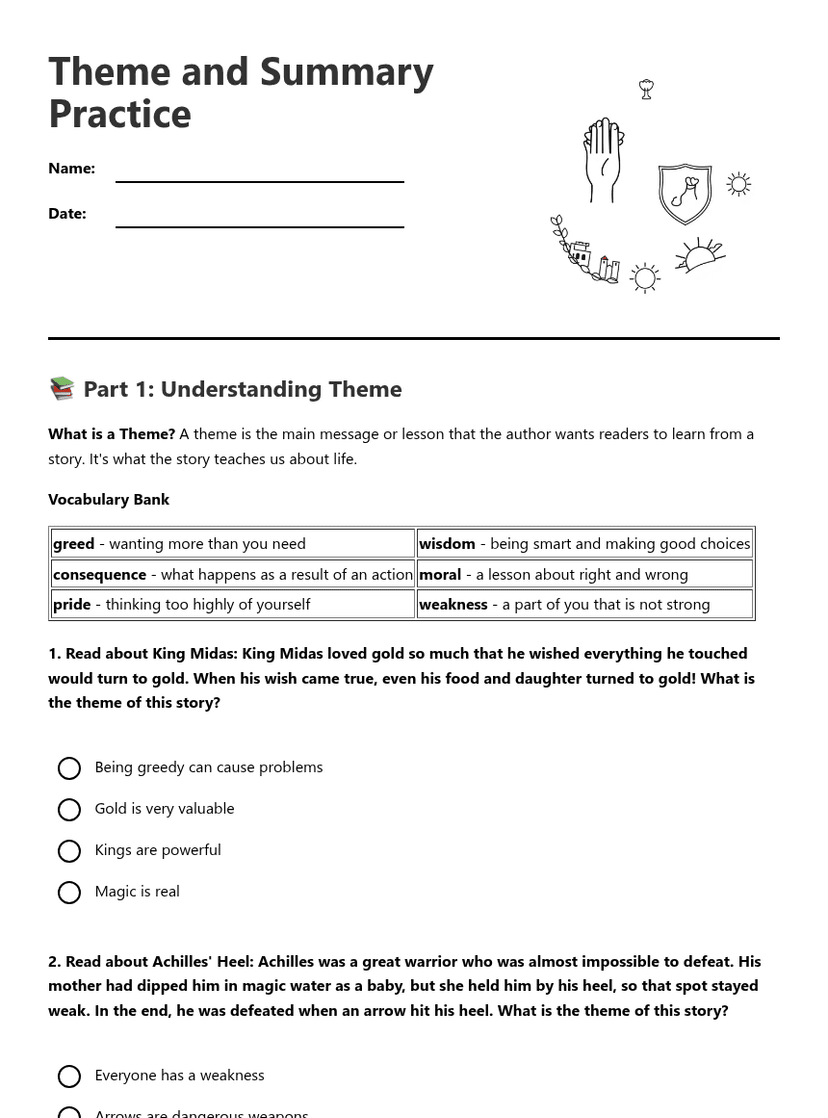 Theme and Summary Practice