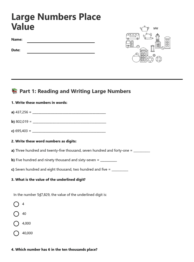 Large Numbers Place Value