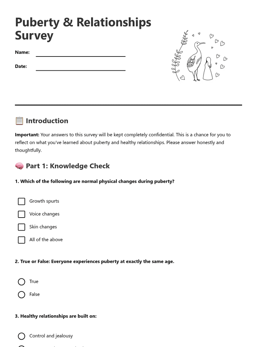 Puberty & Relationships Survey