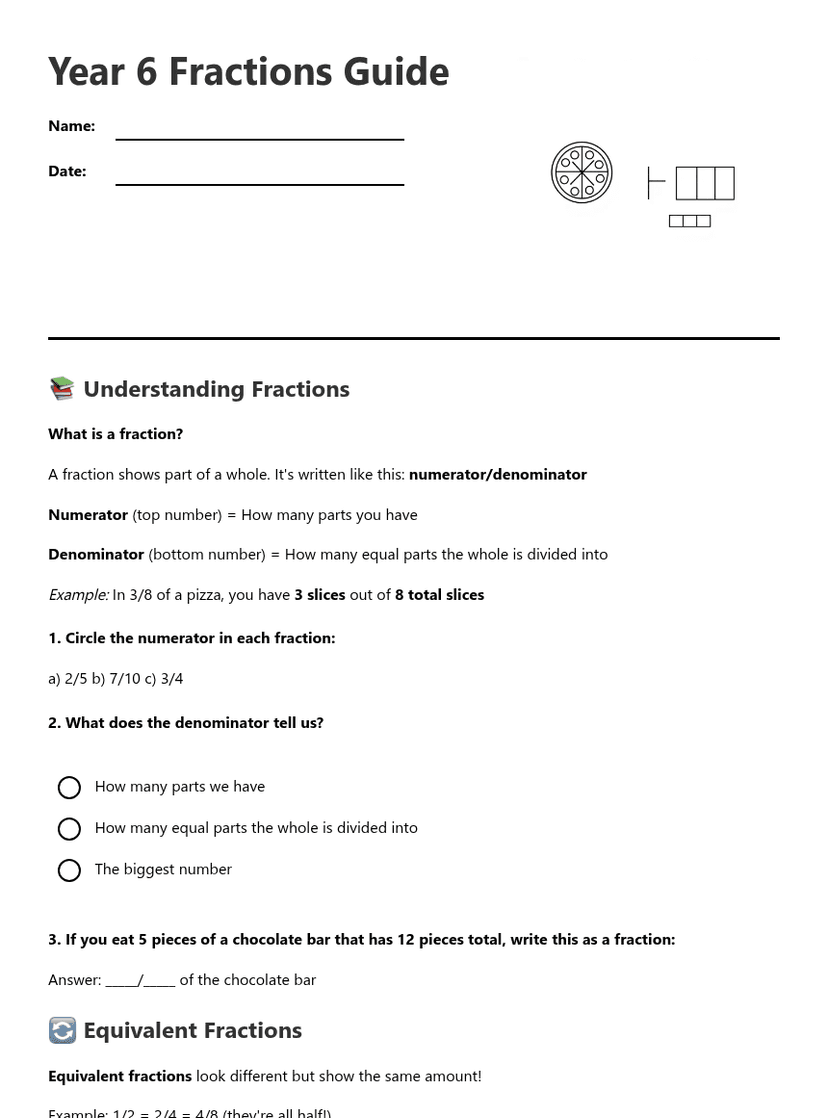 Year 6 Fractions Guide