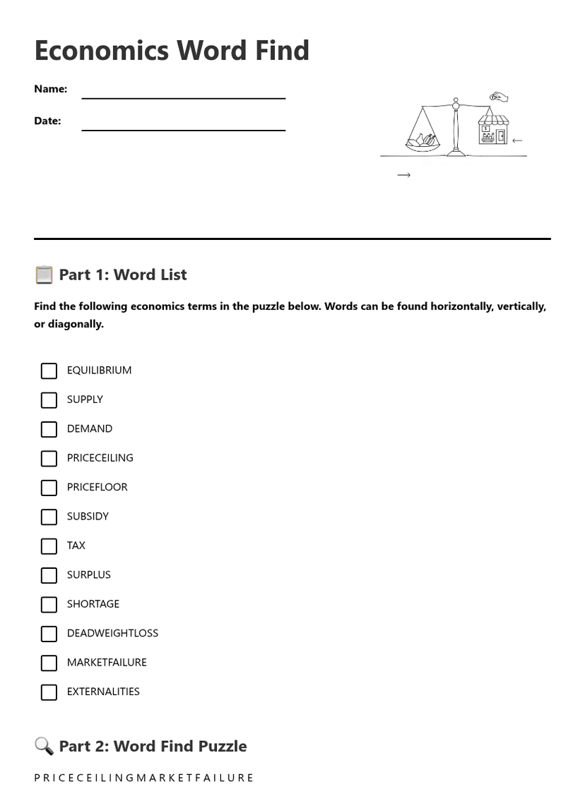 Economics Word Find