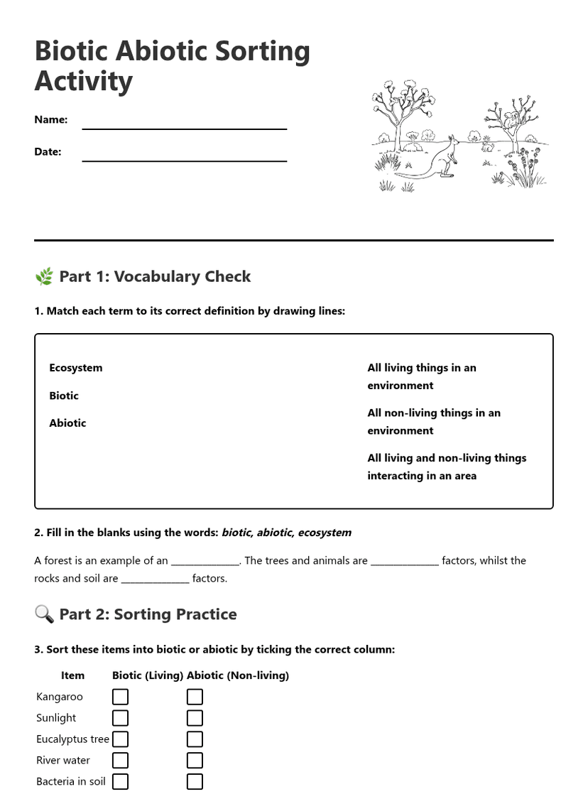 Biotic Abiotic Sorting Activity