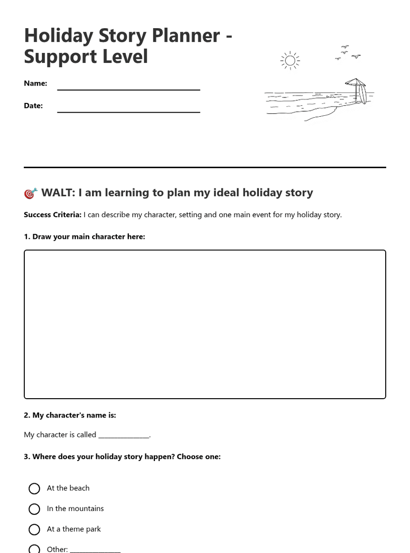 Holiday Story Planner