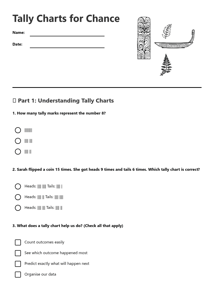 Tally Charts for Chance worksheet preview