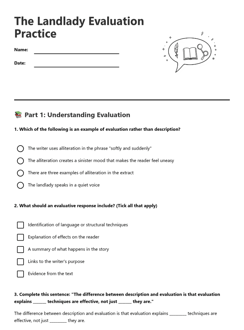 The Landlady Evaluation Practice