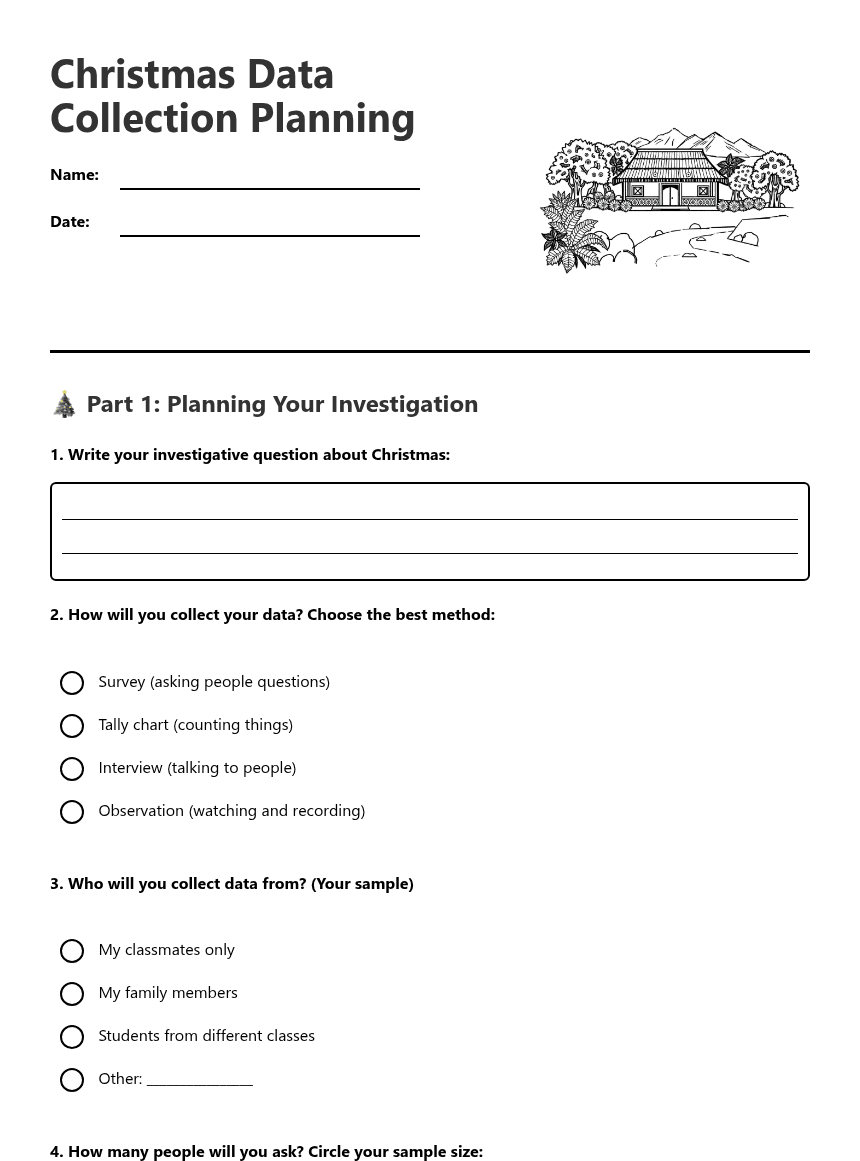 Christmas Data Collection Planning worksheet preview