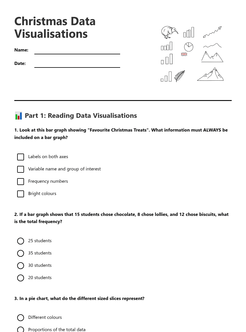 Christmas Data Visualizations worksheet preview