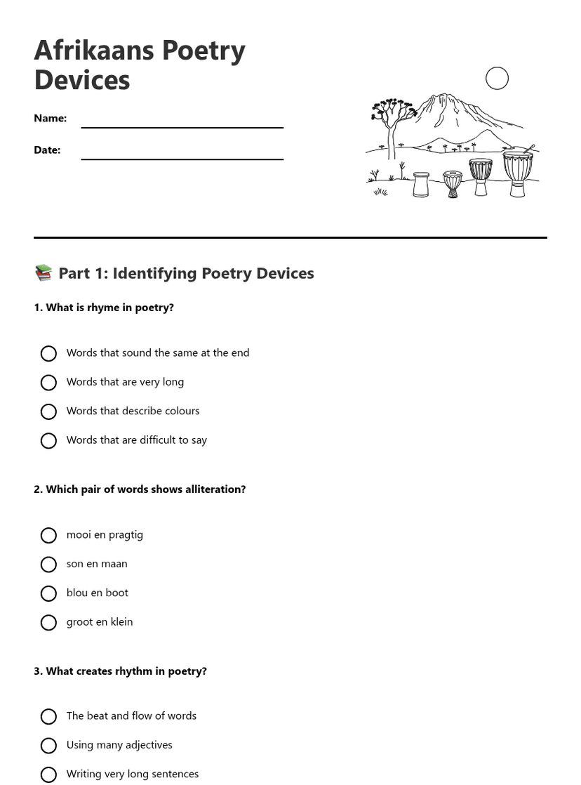 Afrikaans Poetry Devices
