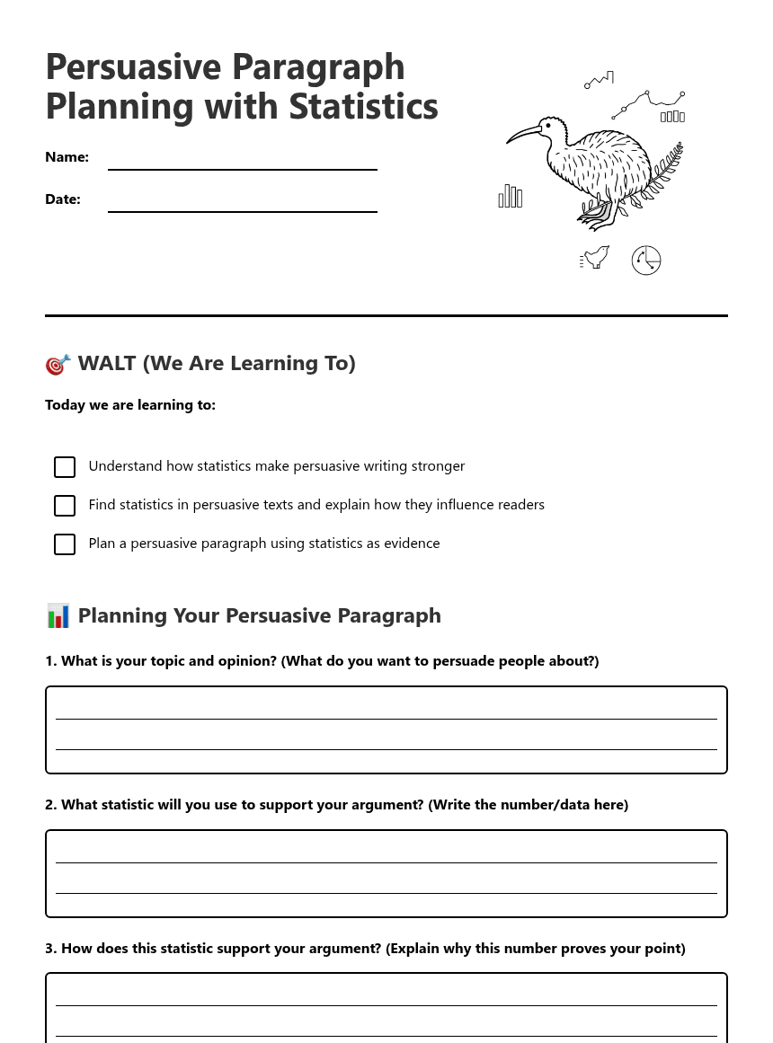 Persuasive Paragraph Planning worksheet preview
