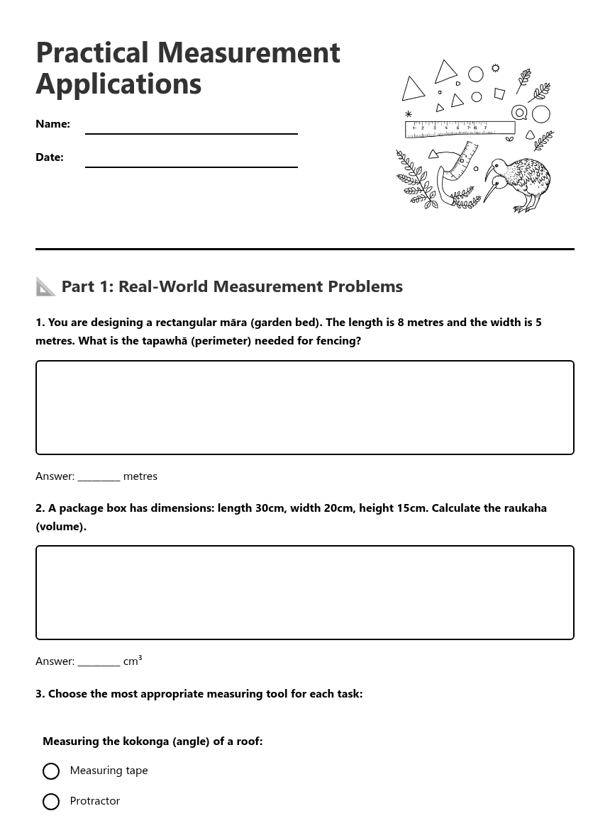 Practical Measurement Applications worksheet preview