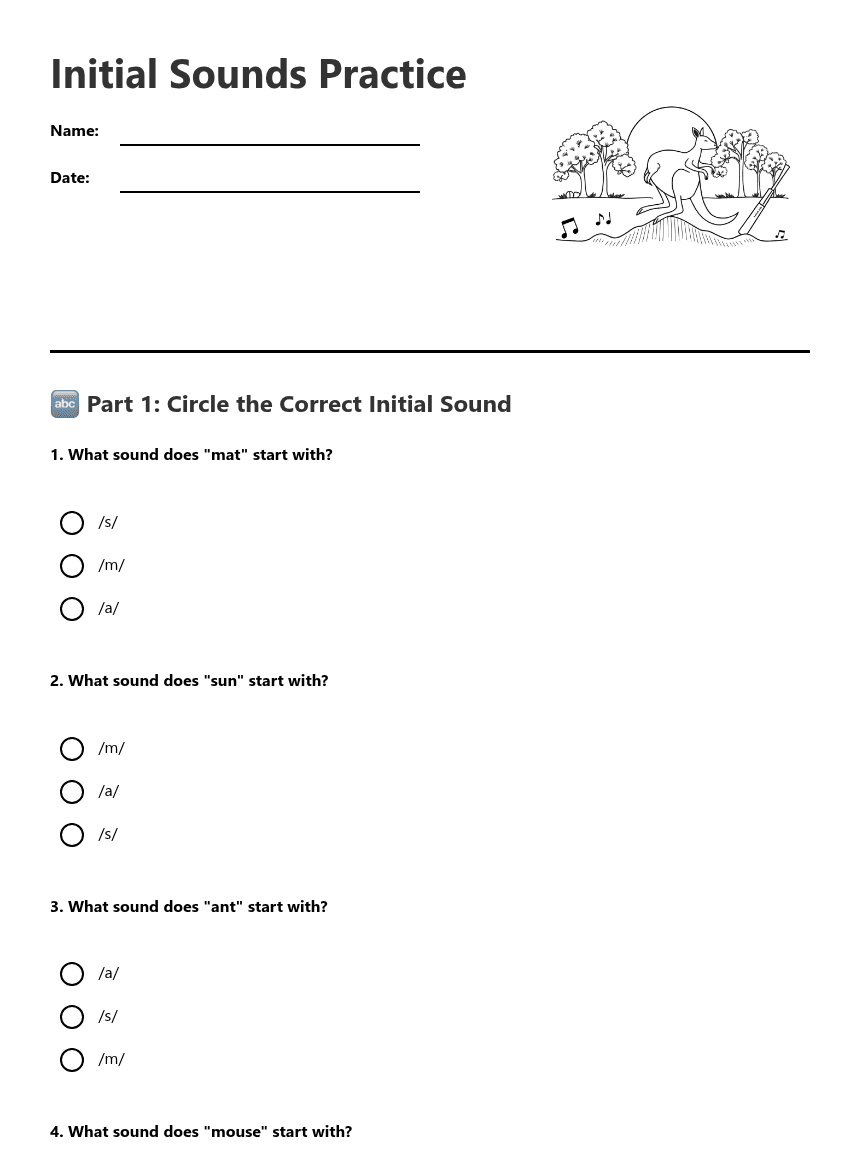 Initial Sounds Practice worksheet preview