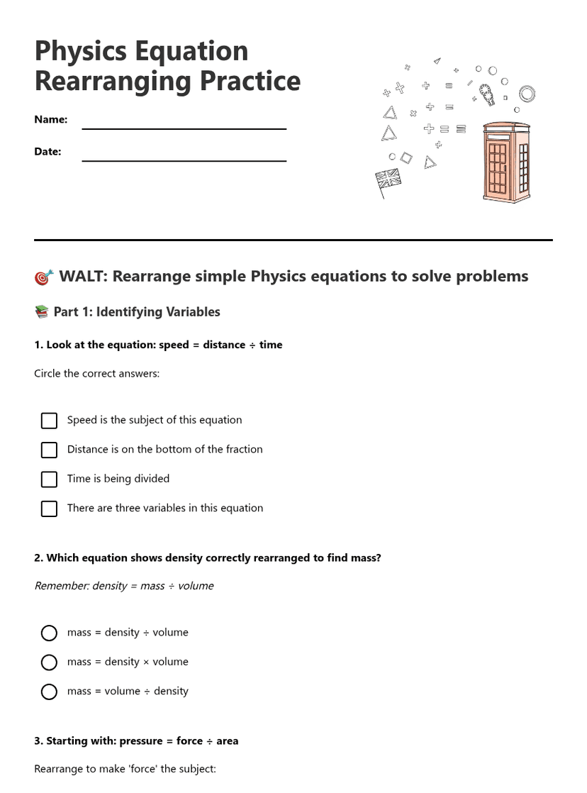 Physics Equation Rearranging Practice