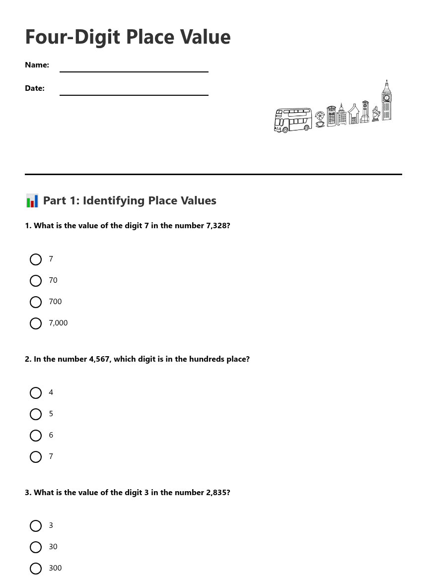 Four-Digit Place Value worksheet preview