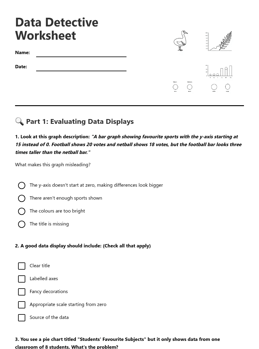 Data Detective Worksheet worksheet preview