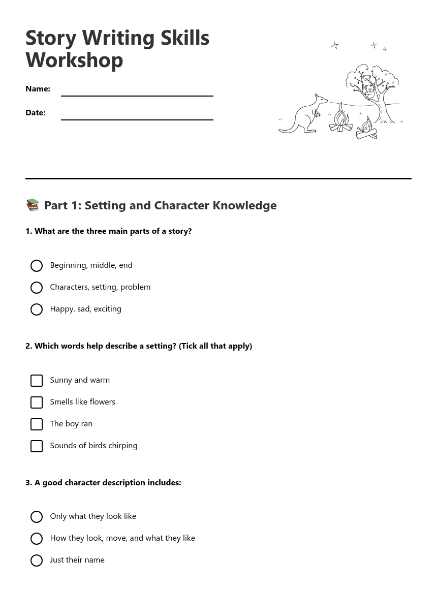 Story Writing Skills Workshop worksheet preview