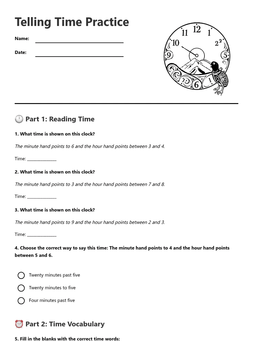Telling Time Practice
