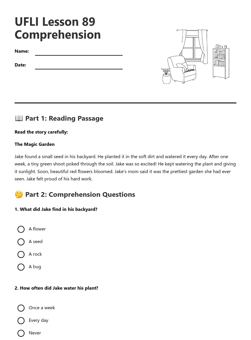 UFLI Lesson 89 Comprehension worksheet preview