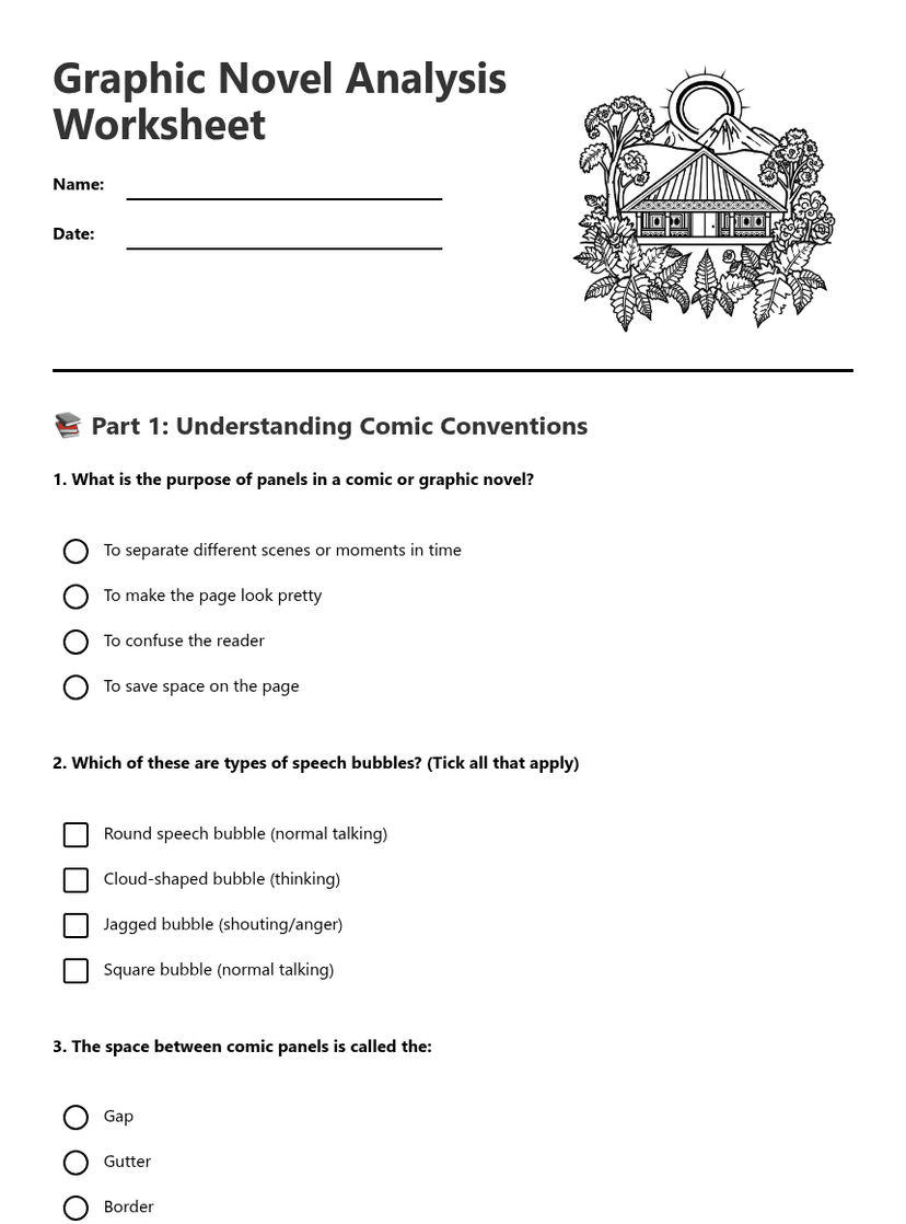 Graphic Novel Analysis Worksheet