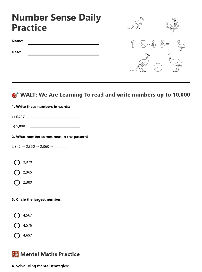 Number Sense Daily Practice