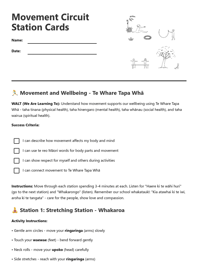 Movement Circuit Station Cards