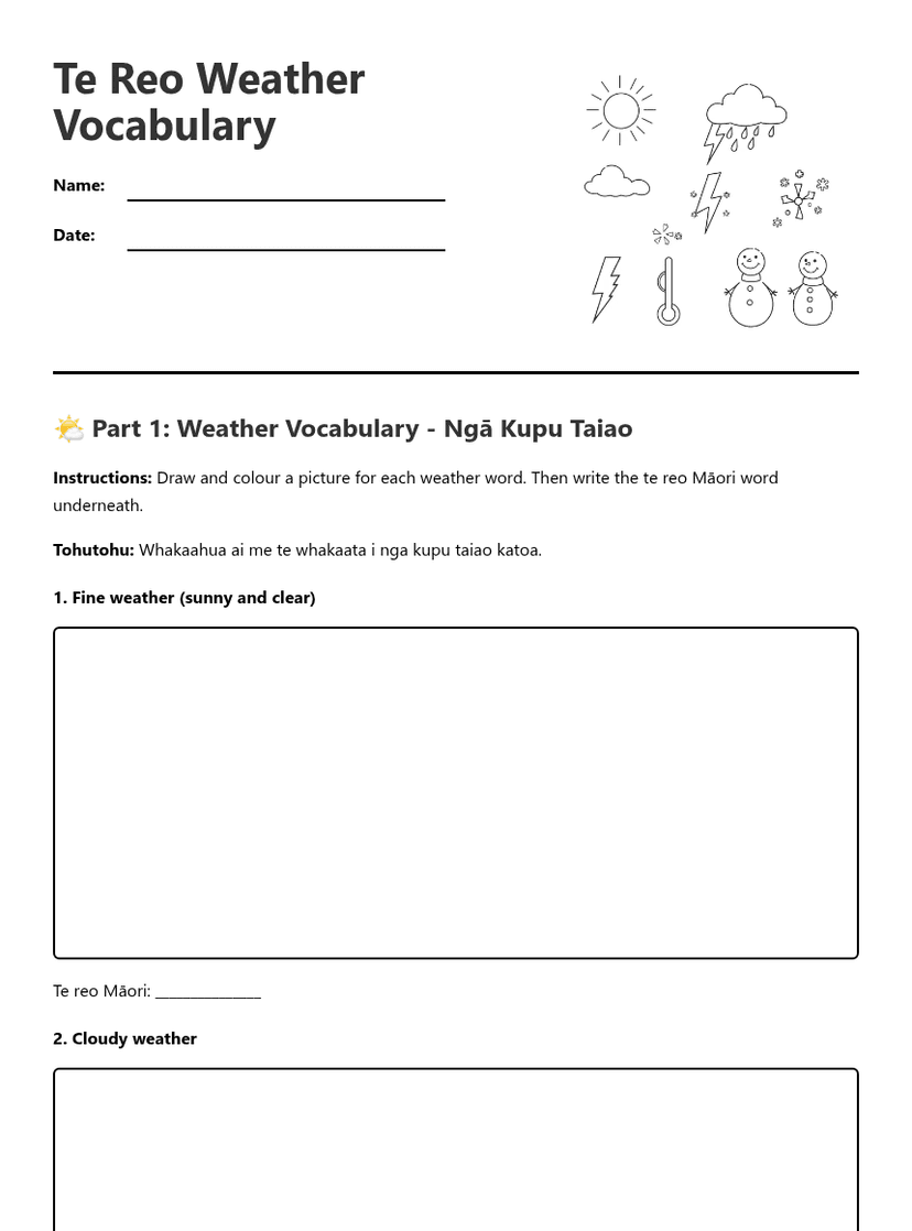 Te Reo Weather Vocabulary