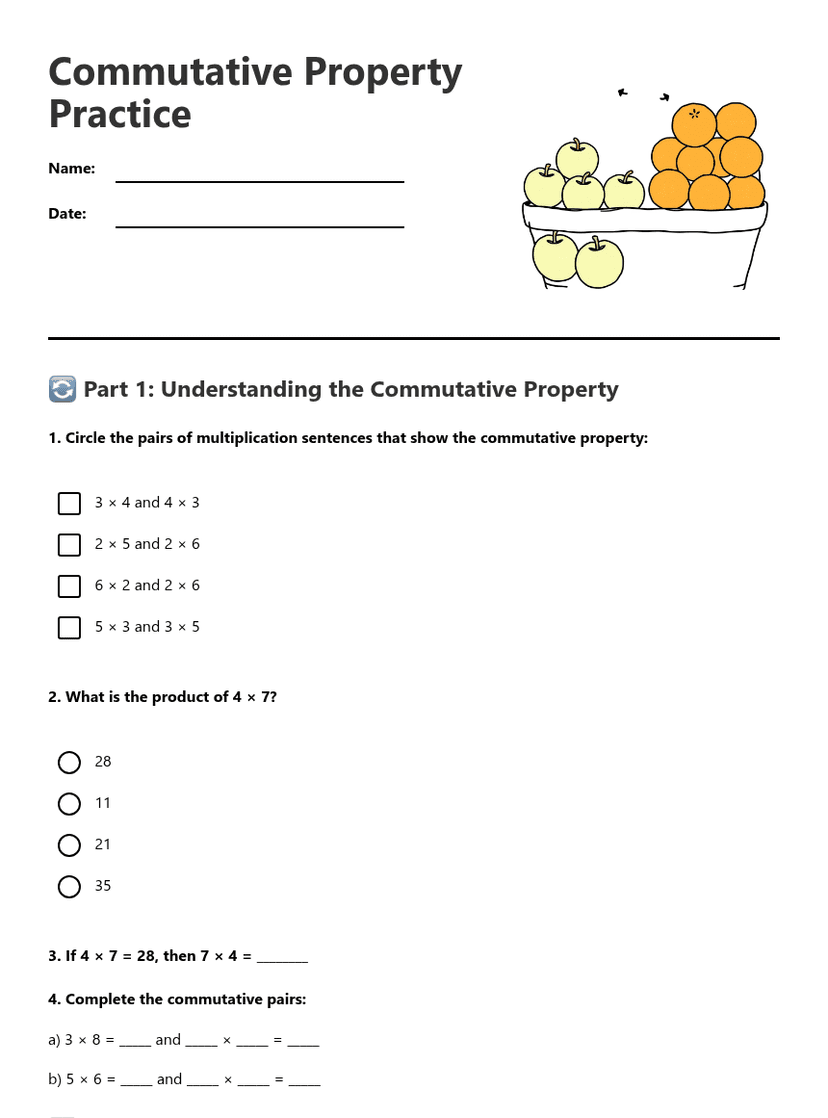 Commutative Property Practice