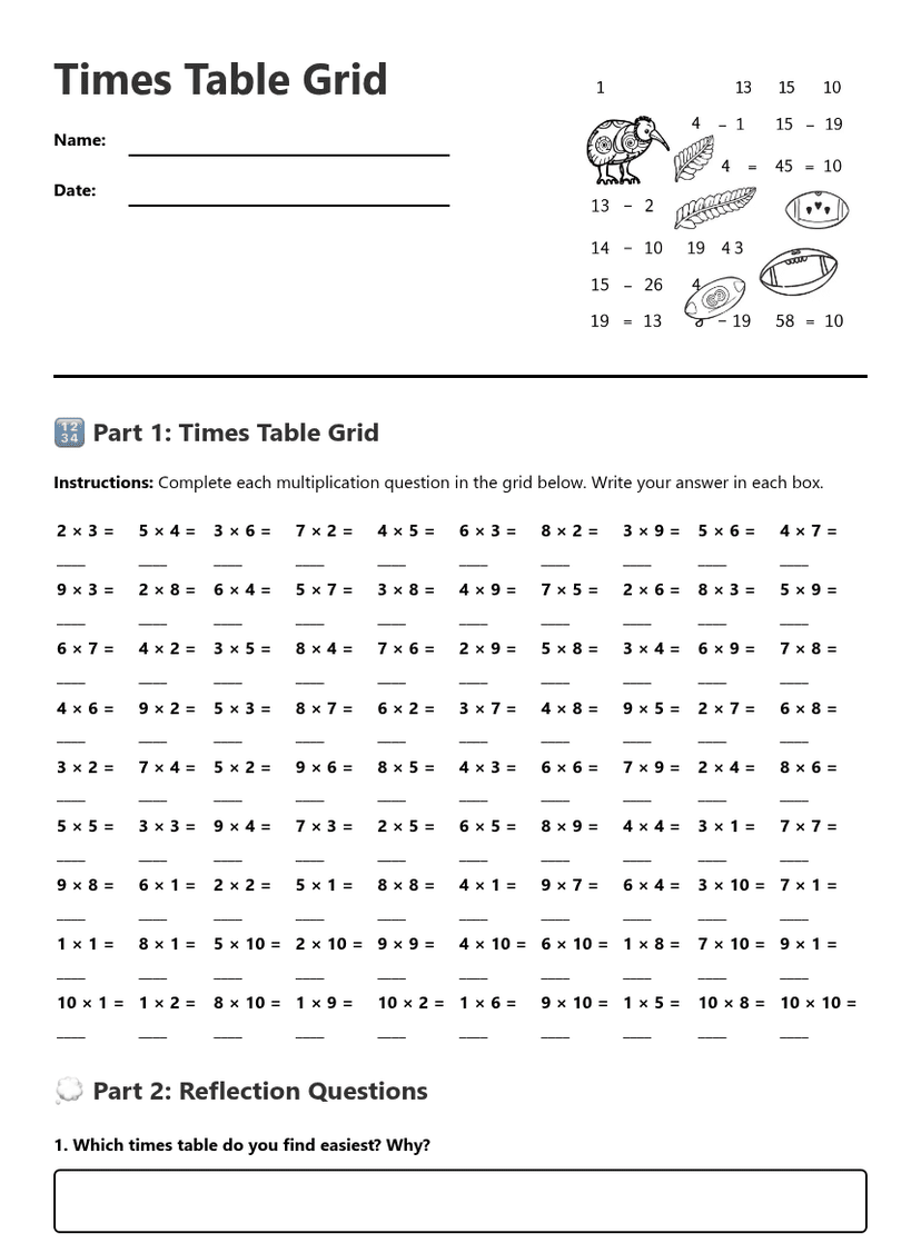 Times Table Grid