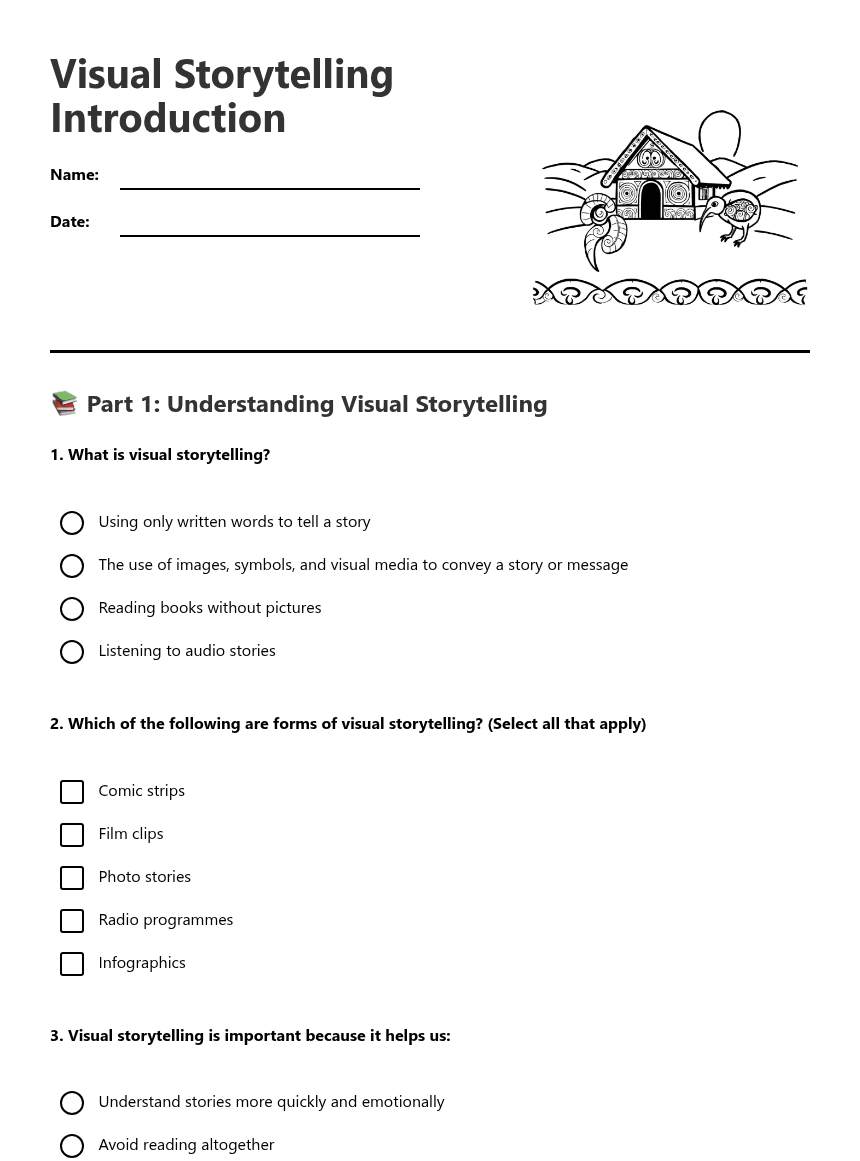 Visual Storytelling Introduction worksheet preview