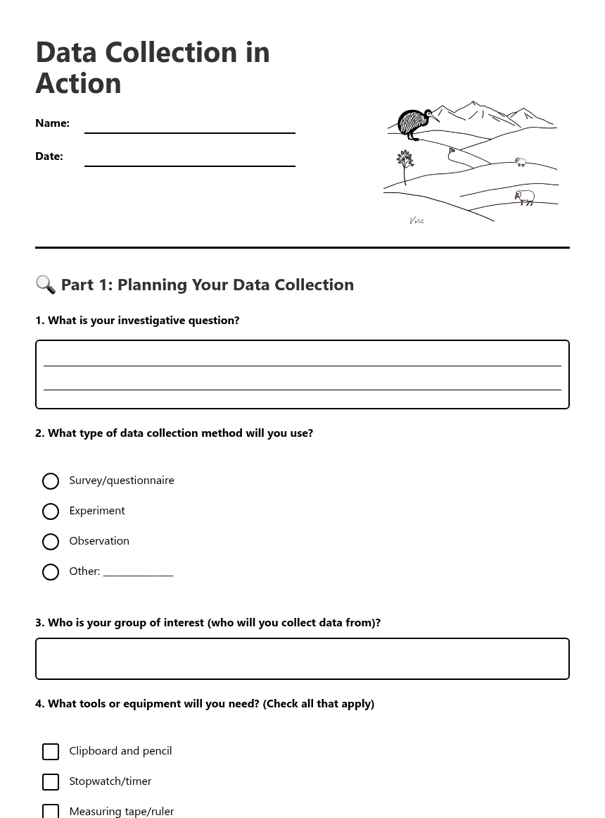 Data Collection in Action worksheet preview