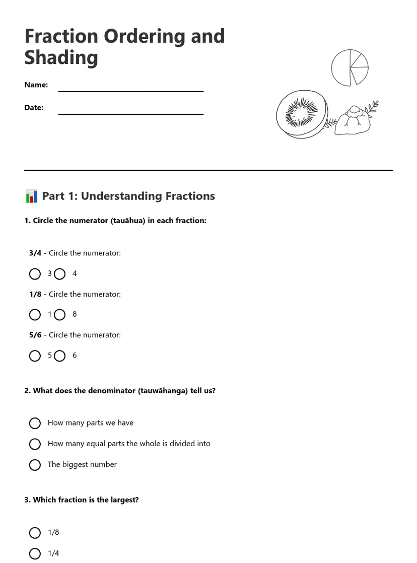 Fraction Ordering and Shading