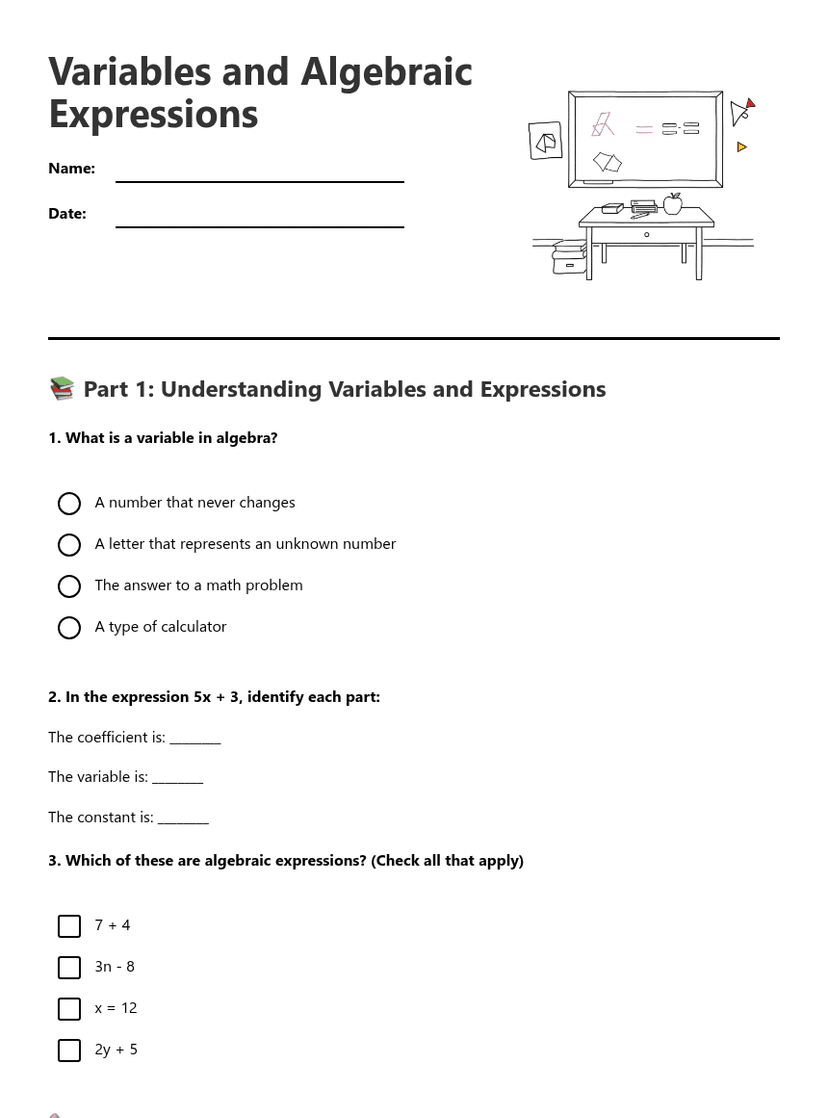 Variables and Algebraic Expressions