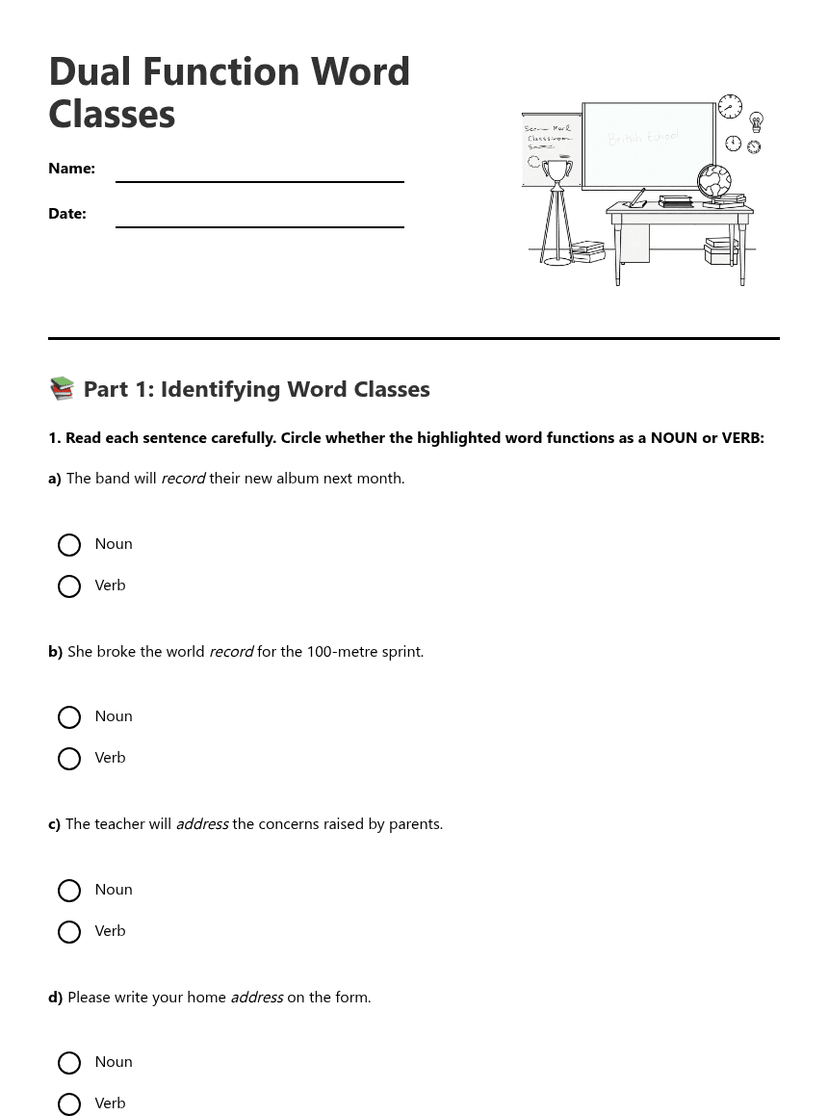 Dual Function Word Classes