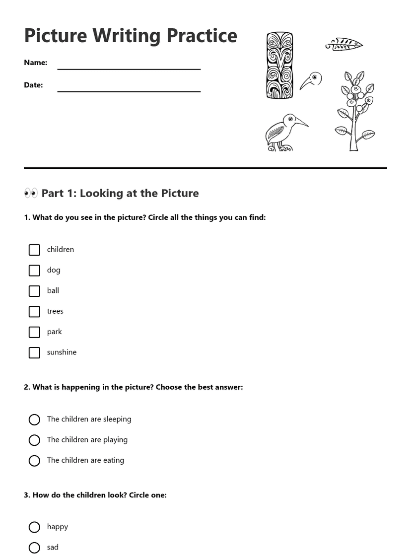 Picture Writing Practice