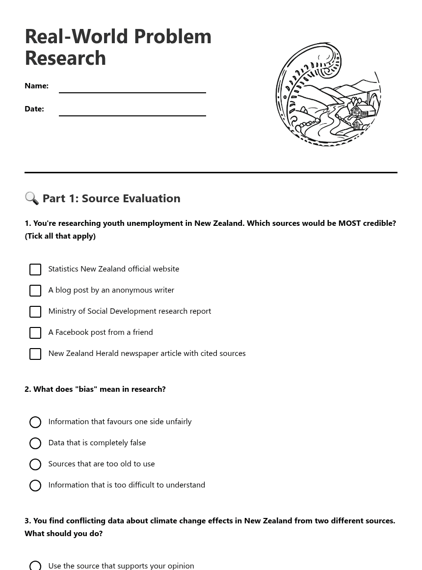 Real-World Problem Research worksheet preview