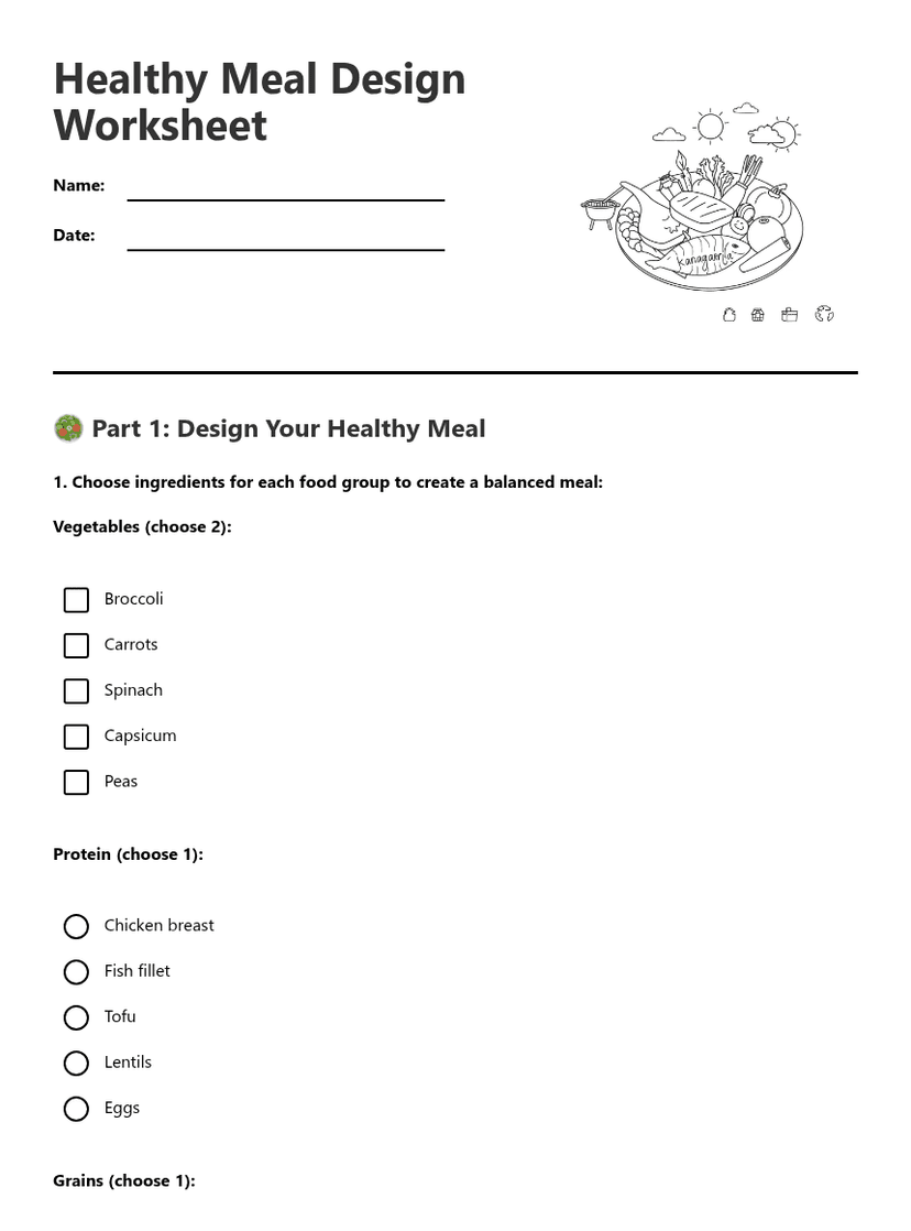 Healthy Meal Design Worksheet
