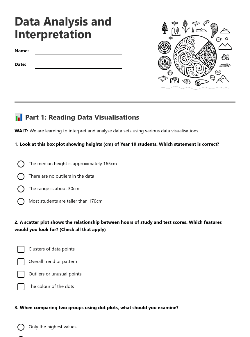 Data Analysis and Interpretation worksheet preview