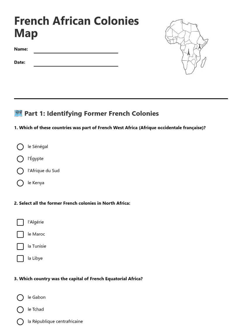 French African Colonies Map