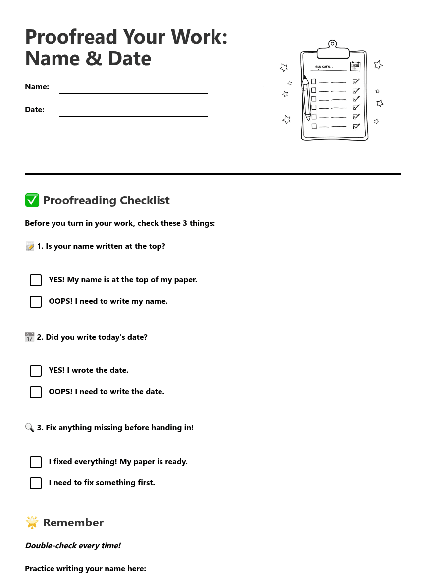Proofread Name & Date worksheet preview
