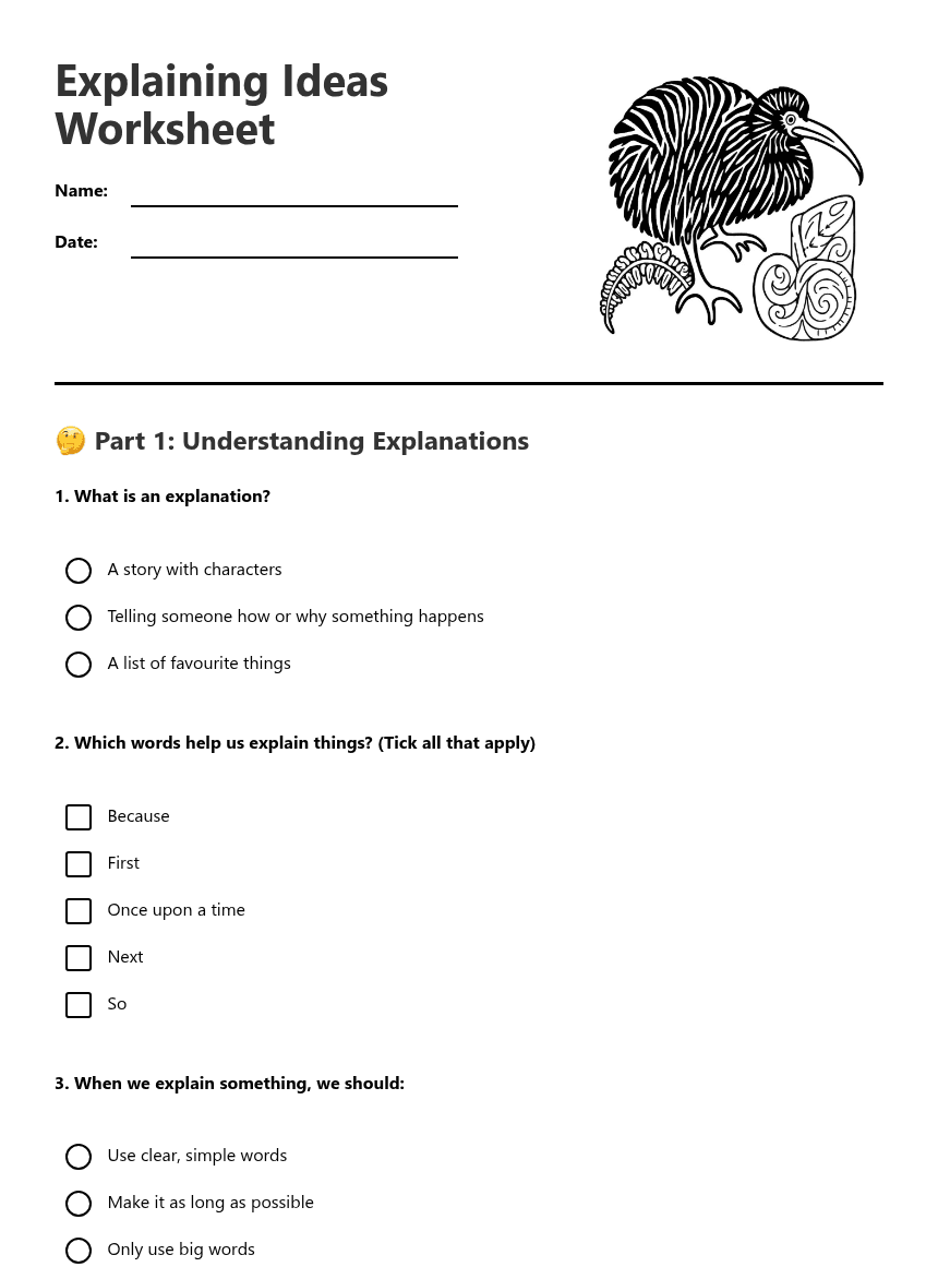 Explaining Ideas Worksheet worksheet preview