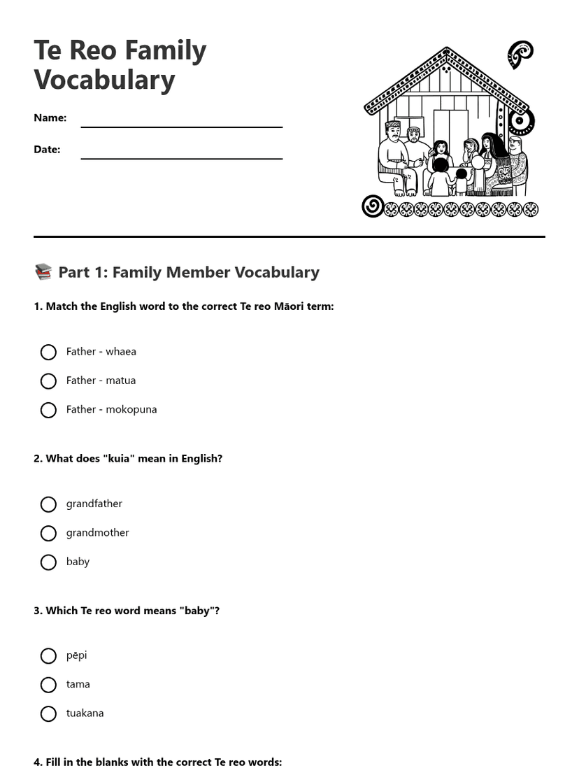 Te Reo Family Vocabulary