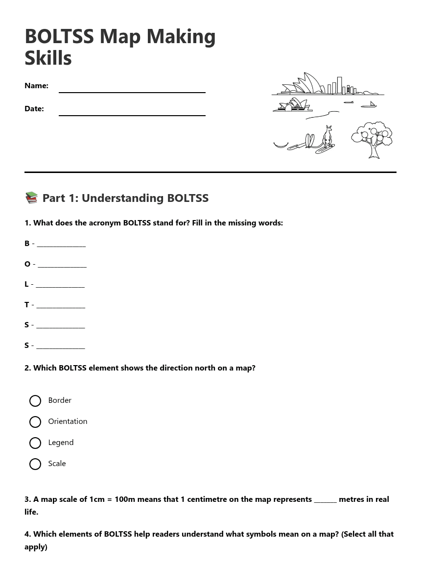 BOLTSS Map Making Skills worksheet preview