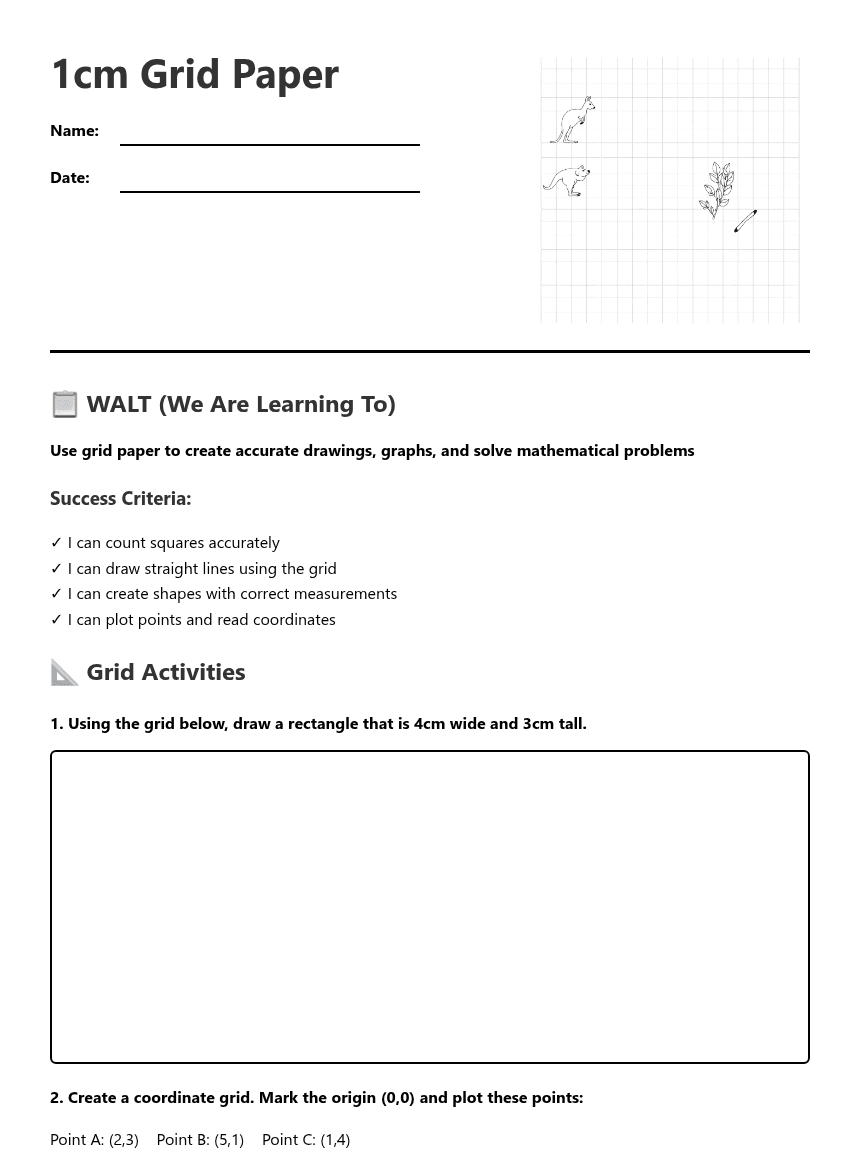 1cm Grid Paper worksheet preview