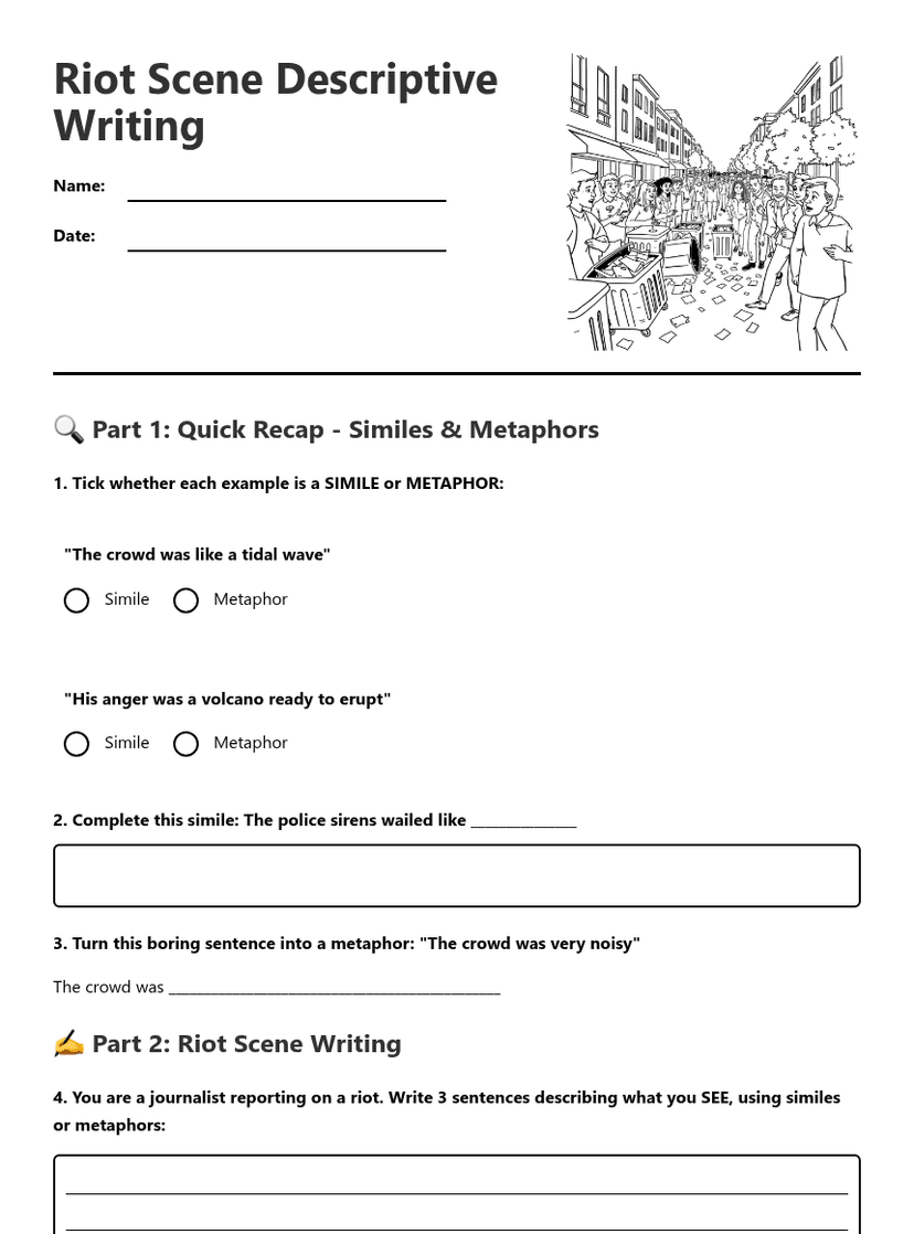Riot Scene Descriptive Writing